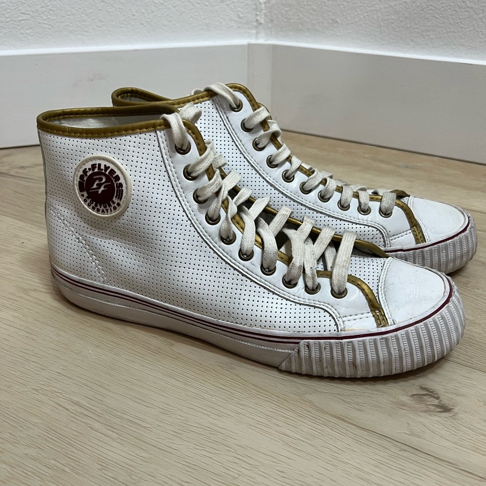 White and gold P.F. flyers